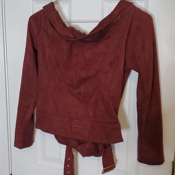 Fashion Nova Off-Shoulder Belted Jacket - Picture 2 of 6